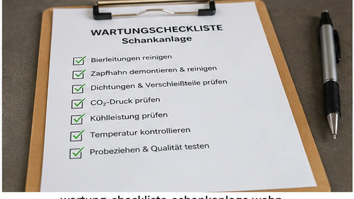 Checkliste für Reinigung und Wartung einer Schankanlage
